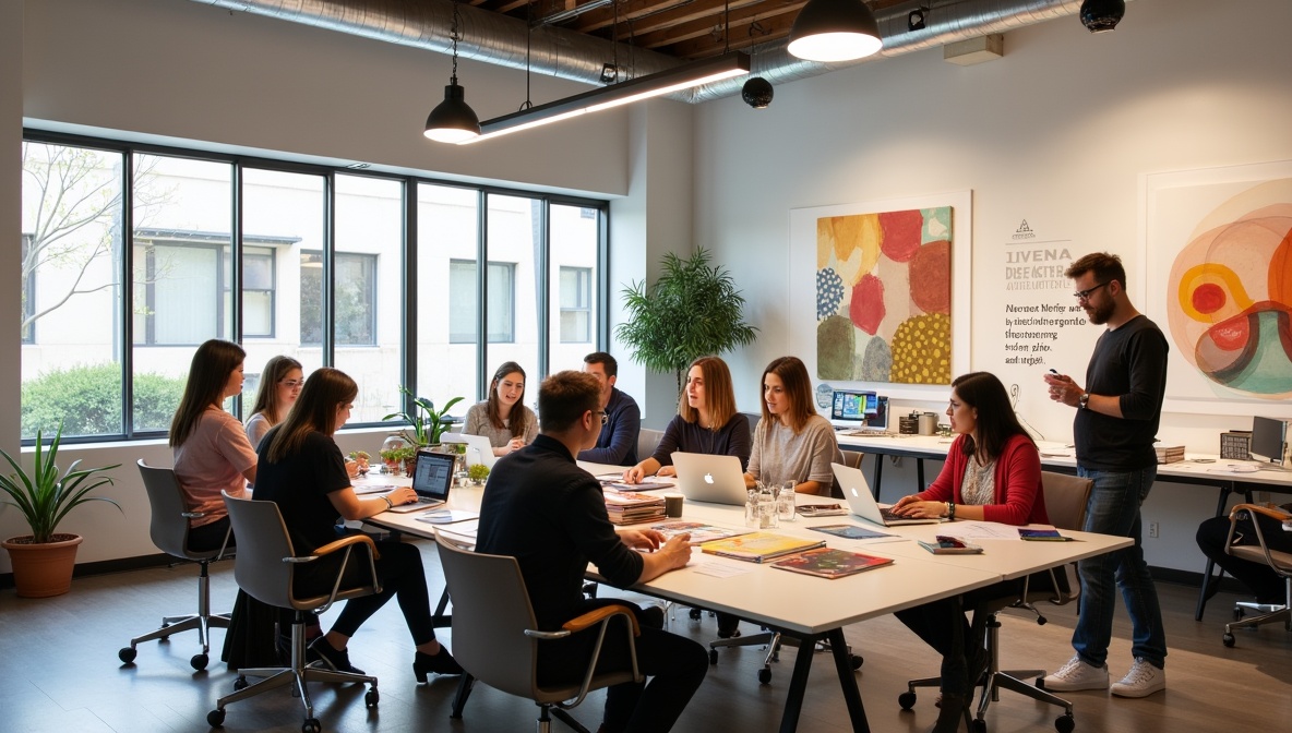 Irvine based design studio workspace with interior accessory samples